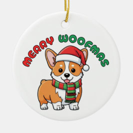Weihnachts-Corgi-Ornament: Frohe Weihnachten Keramik Ornament