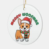 Weihnachts-Corgi-Ornament: Frohe Weihnachten Keramik Ornament (Links)