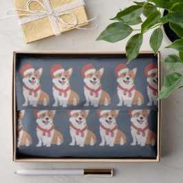 Weihnachts-Corgi-Reich-Sophisticated-Winter-Navy Seidenpapier