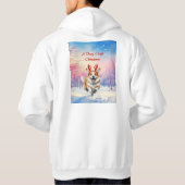 Weihnachts-Corgi-Rentierfischer springen im Schnee Hoodie (Rückseite)