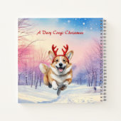 Weihnachts-Corgi-Rentierfischer springen im Schnee Notizblock (Rückseite)