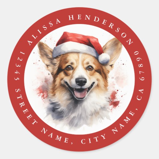 Weihnachts Corgi Round Stickers (Vorderseite)
