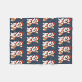 Weihnachts-Corgi-Santa - Ausgefeinter Winter-Navy Fleecedecke (Vorderseite (Horizontal))