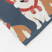 Weihnachts-Corgi-Santa - Ausgefeinter Winter-Navy Fleecedecke (Ecke)