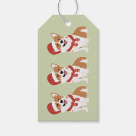 Weihnachts-Corgi-Santa-Hut-Muted-Sage-Farmhouse Geschenkanhänger