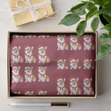Weihnachts-Corgi-Santa-Hut-Reiches Tiefes Cranberr