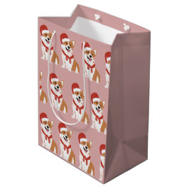 Weihnachts-Corgi-Santa-Hut - Warmes Staub-Rosé-Pin Mittlere Geschenktüte