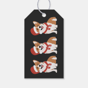 Weihnachts-Corgi-Sophisticated Charcoal Schwarz Geschenkanhänger