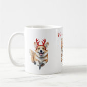 Weihnachts-Corgis mit Rentier-Geweih Kaffeetasse (Links)