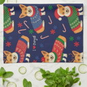 Weihnachts-Corgis: Vintage Illustration. Geschirrtuch (Gefaltet)