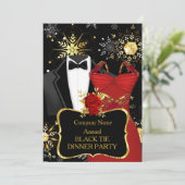 Weihnachts Corporate Black Krawatten Dinner Party  Einladung (Stehend Vorderseite)