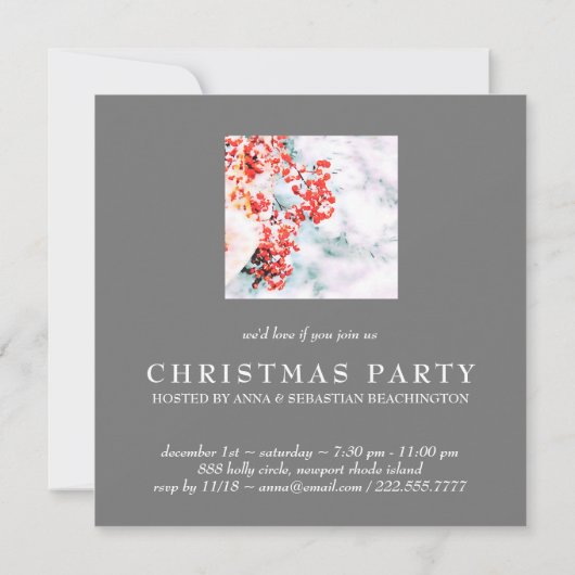*~* Weihnachts Corporate Personal Snow AP20 Berry Einladung (Rückseite)