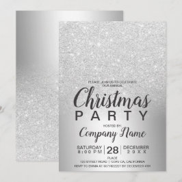 Weihnachts Corporate Silber Glitzer Ober Folie Einladung