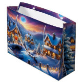 Weihnachts Cottage Große Geschenktüte (Rückseite Schrägansicht)