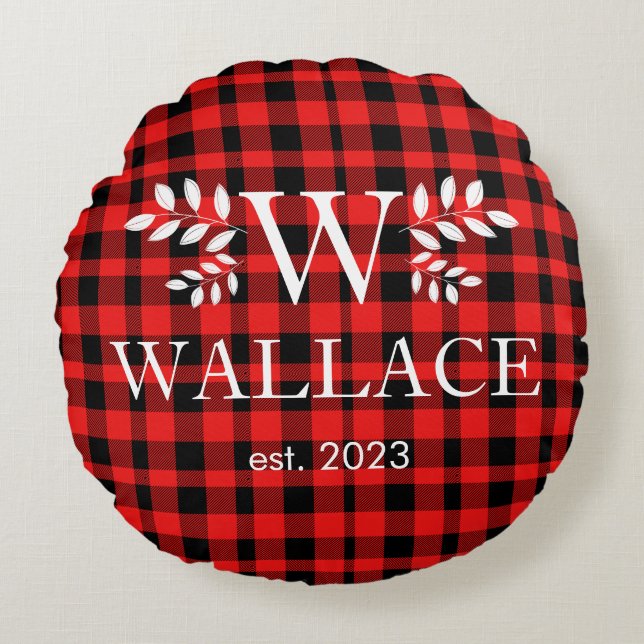 Weihnachts-Coupé-Monogramm-Foto Rundes Kissen (Vorderseite)