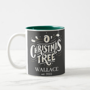 Weihnachts-Coupé-Monogramm-Foto Zweifarbige Tasse