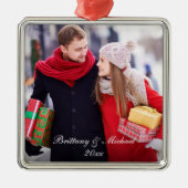 Weihnachts Couple Foto Ornament Jahr WSq (Vorne)