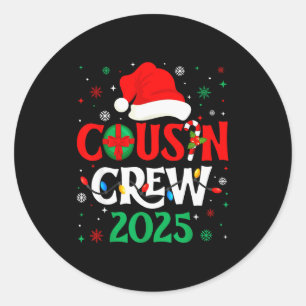 Weihnachts-Cousin-Crew 2025 Xmas Lustige passende Runder Aufkleber