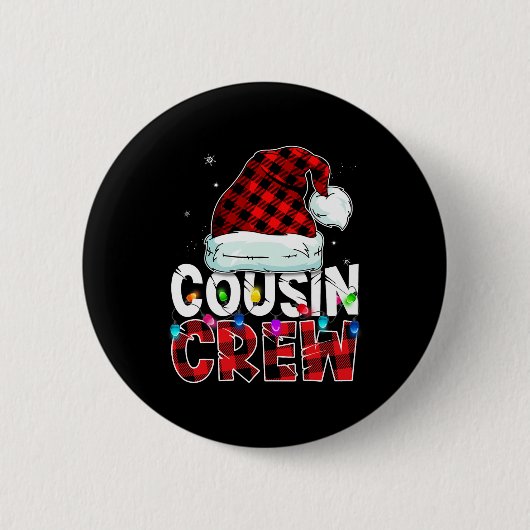 Weihnachts Cousin Crew Buffalo Rot kariert Pajamas Button (Vorderseite)