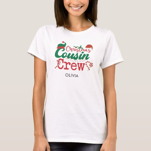 Weihnachts-Cousin Crew Elf Matching T - Shirt (Vorderseite)