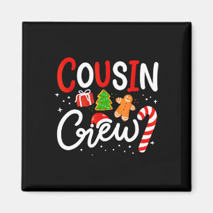 Weihnachts-Cousin-Crew Lustiger Santa-Hut Licht Ki Magnet