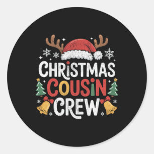 Weihnachts-Cousin-Crew-Pyjamas Kinder Mädchen Klei Runder Aufkleber