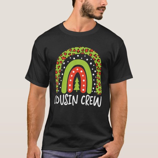 Weihnachts-Cousin Crew Rainbow Leopard Xmas T-Shirt (Vorderseite)