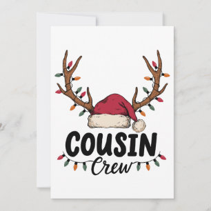 Weihnachts-Cousin-Crew-Santa-Hut-Rentiergeweih Einladung