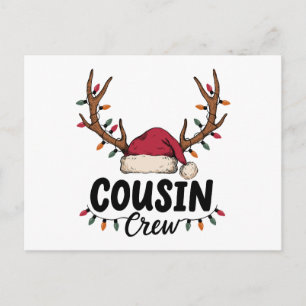 Weihnachts-Cousin-Crew-Santa-Hut-Rentiergeweih Feiertagspostkarte