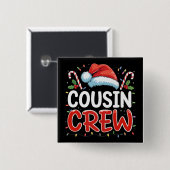 Weihnachts-Cousin-Crew-Santa-Mütze Button (Vorne & Hinten)