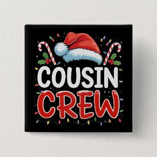 Weihnachts-Cousin-Crew-Santa-Mütze Button