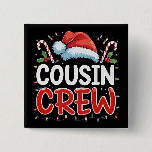 Weihnachts-Cousin-Crew-Santa-Mütze Button (Vorderseite)