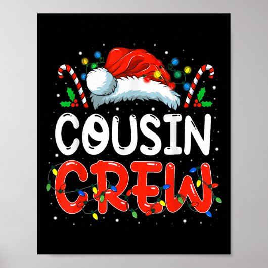 Weihnachts-Cousin Crew Weihnachtsmannmütze Männer Poster (Vorne)