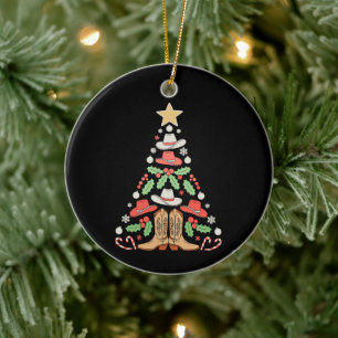 Weihnachts-Cowboy-Baum Xmas tanzende Stiefel West Keramik Ornament