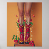 Weihnachts Cowboy Boots Poster Wall Art (Vorne)