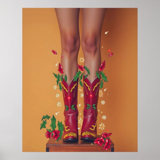 Weihnachts Cowboy Boots Poster Wall Art (Vorne)