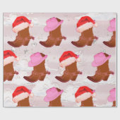 Weihnachts Cowboy Cowgirl Rustikal Pink Geschenkpapier (Flach)