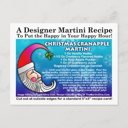 Weihnachts-Cranape Martini Rezept Postkarte (Vorderseite)