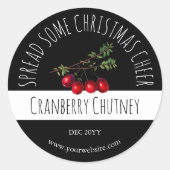 Weihnachts Cranberry Chutney Labels Runder Aufkleber (Vorderseite)