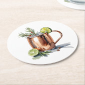 Weihnachts Cranberry Moskauer Mule Cocktail Unters Runder Pappuntersetzer (Angewinkelt)