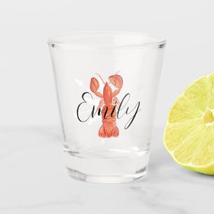 Weihnachts-Crawfish Crustacean Wasserfarbe Schneef Schnapsglas