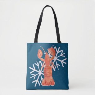 Weihnachts-Crawfish Crustacean Wasserfarbe Schneef Tasche