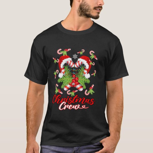 Weihnachts-Crew Candy Cane Red Funny Santa Xm T-Shirt (Vorderseite)