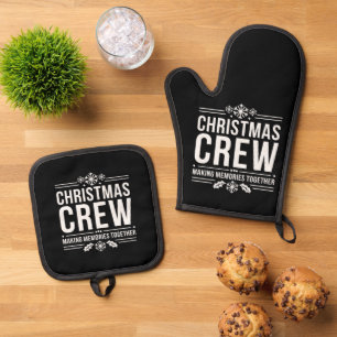 Weihnachts-Crew-Familientreffen Grafik Weihnachten Ofenhandschuh & Topflappen-Set