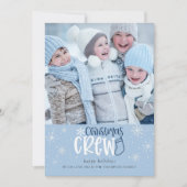 Weihnachts-Crew Foto Schneeflocken Blau Feiertagskarte (Vorderseite)