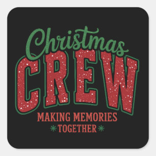 Weihnachts-Crew Glitter-Feiertags-Familien-Matchin Quadratischer Aufkleber