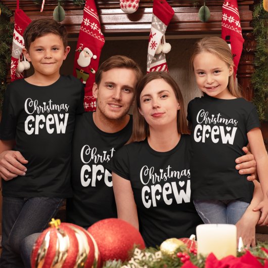 Weihnachts-Crew Herzmotiv Typografie T-Shirt