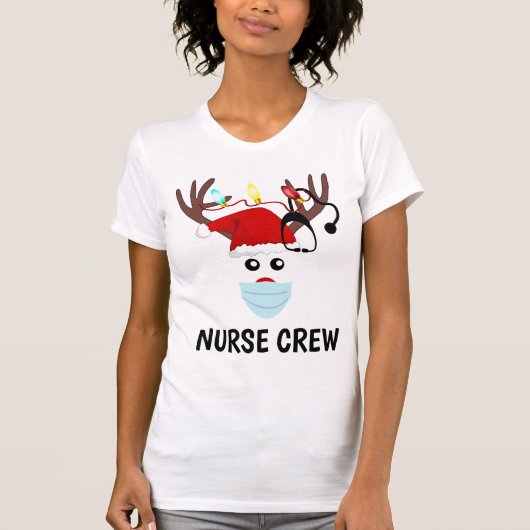 Weihnachts-Crew-Rentiermaske T-Shirt (Vorderseite)