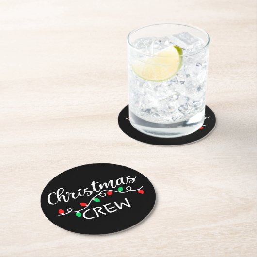 Weihnachts-Crew Runder Pappuntersetzer (Vor Ort)