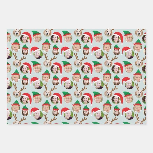 Weihnachts-Crew Sechs Foto Custom Gift Wrap Geschenkpapier Set (Vorderseite 2)